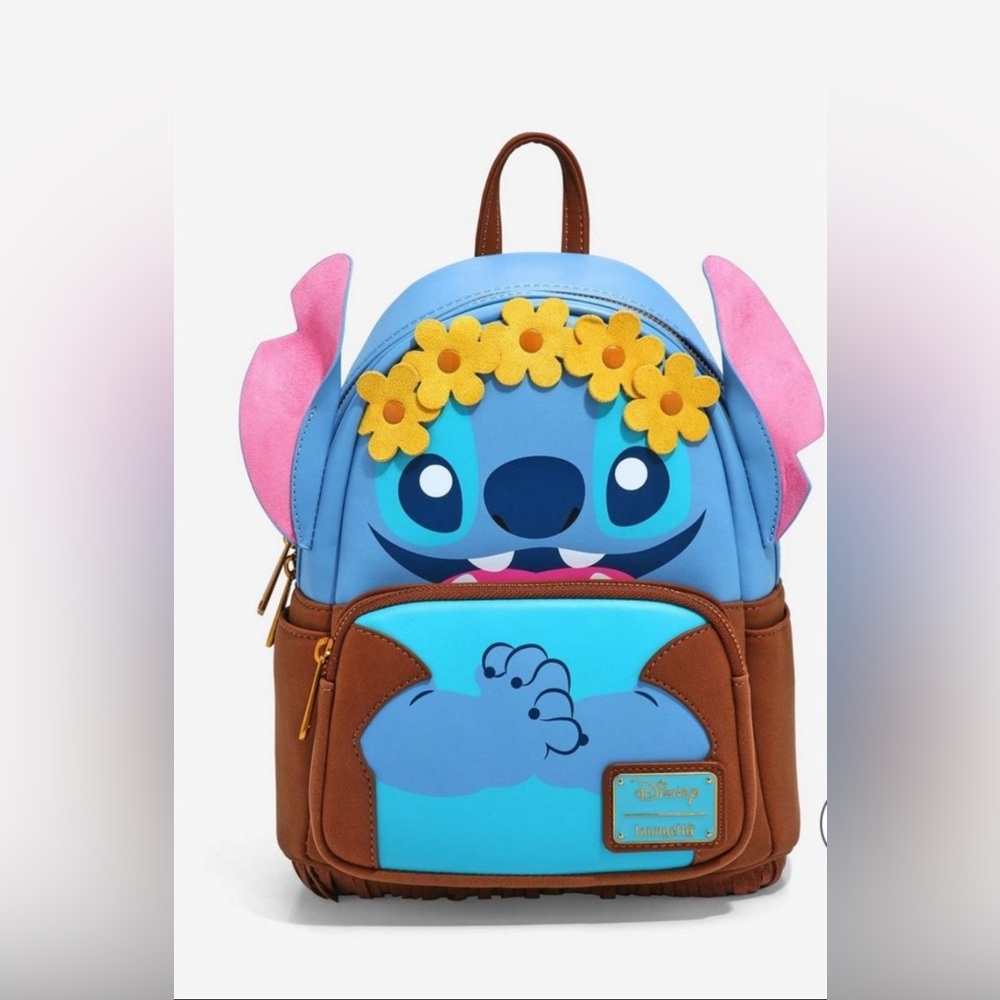 Disney Loungefly LILO & Stitch  Backpack - Blue, Pink, and Brown